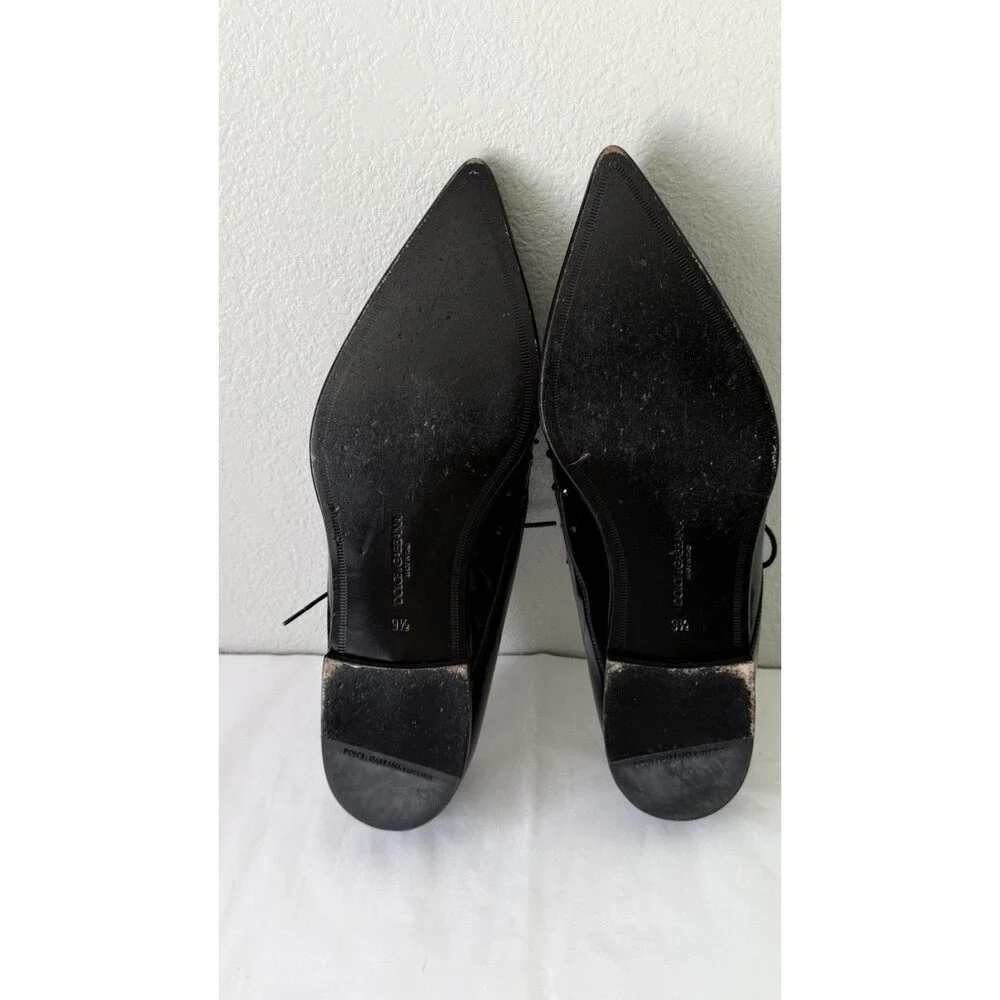 Dolce & Gabbana Black Crystal Oxford Shoes Authenticated Patent Leather Italy Sz